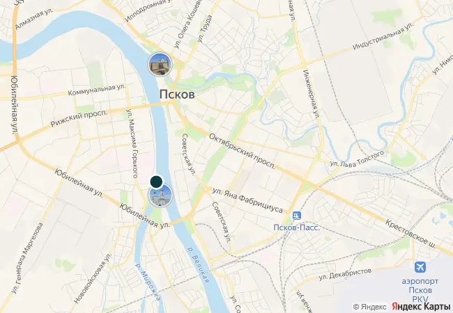 Схема: городские пляжи Пскова на карте