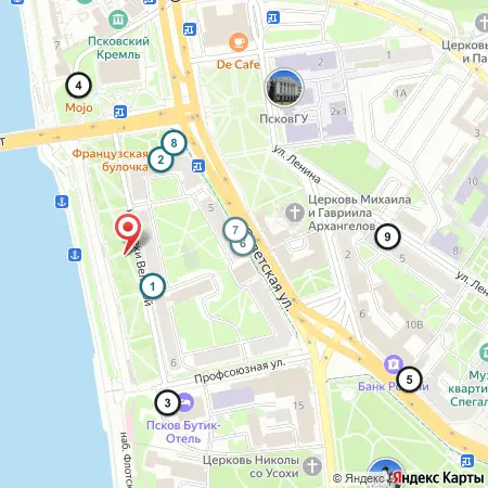 Кафе рядом с местом «Сквер Породнённых городов» на карте