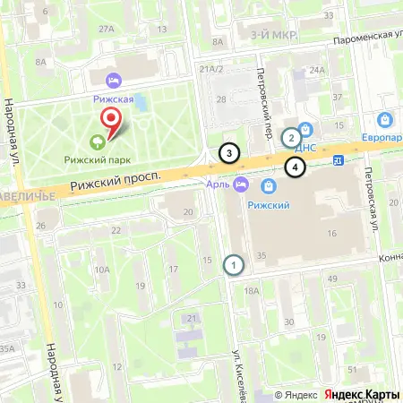 Кафе рядом с местом «Рижский парк» на карте
